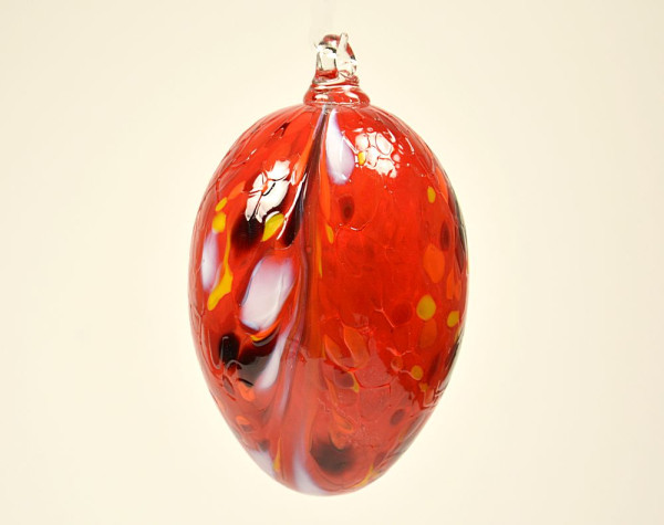 Osterei Farbglas mit Öse tomatenrot Länge 11 cm  Breite 7 cm