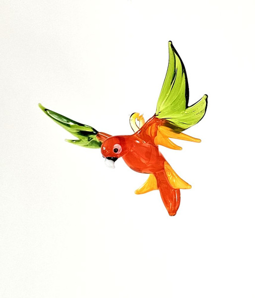 Papagei klein fliegend Länge 5cm Flügelspannweite 8cm