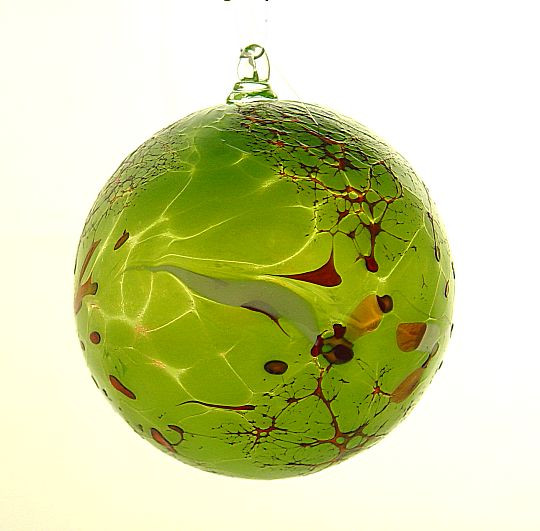 Dekokugel ca. 7cm grün mit Glasöse, mundgeblasen