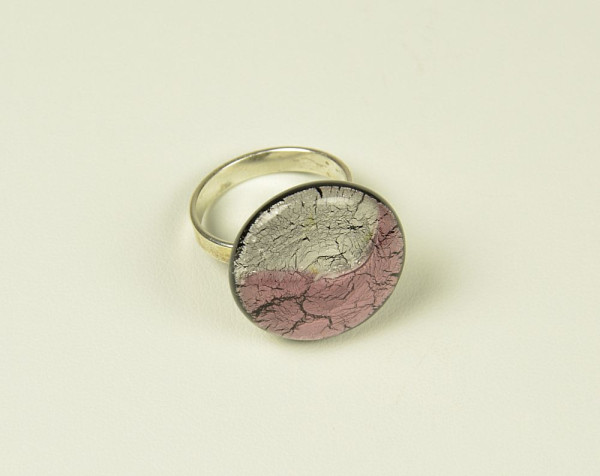 Ring, Stein ca. 20mm Rose-Silver
