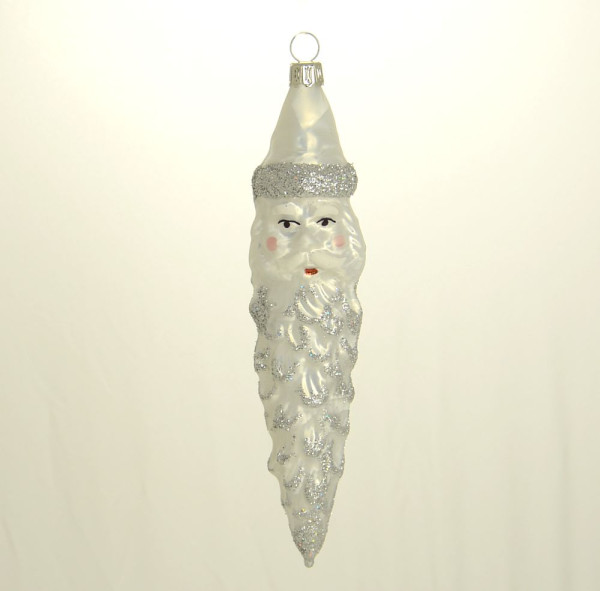 Tannenzapfen mit Weihnachtsmannkopf weiß Länge 17 cm  Breite 4 cm