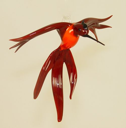Schleierschwanz-Paradiesvogel hängend orange rot Länge ca. 12 cm  Breite ca. 13 cm