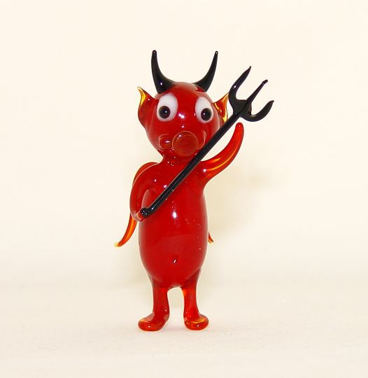 Teufel Rot mit Gabel Höhe ca.  8 cm  Breite ca. 6 cm