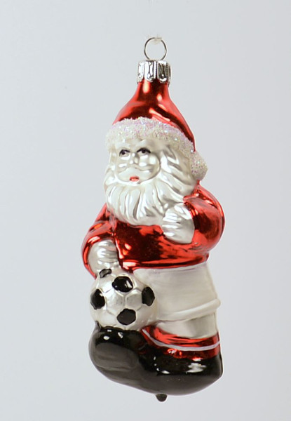 Santa mit Fußball Höhe 10 cm  Breite 5 cm