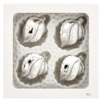 Zirbel 7cm 4fach eisweiss silber Landschaft Siberglimmer Durchmesser 5cm mundgeblasen handbemalt Zirbel 7cm 4fach eisweiss silber Landschaft Siberglimmer Durchmesser 5cm mundgeblasen handbemalt