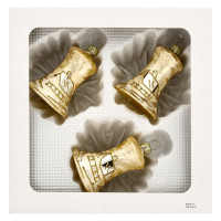 Glocke 5cm 3fach Landschaft eischampagner Goldglimmer mundgeblasen handgemalt Glocke 5cm 3fach Landschaft eischampagner Goldglimmer mundgeblasen handgemalt