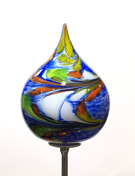 Glaszwiebel Durchmesser 15 cm Höhe 18 cm blau bunt Höhe inclusive Stab ca. 1,38 m