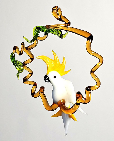 Kakadu weiß auf Ast hängend Durchmesser ca. 6cm