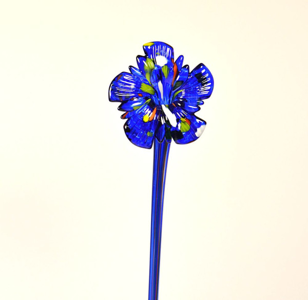 Glasblume  blau bunt Länge ca. 45 cm Durchmesser Blüte ca. 12 cm