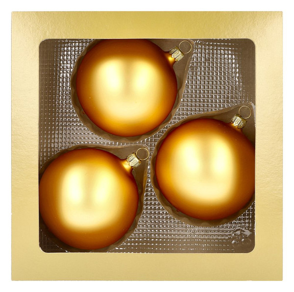 Kugel 8cm,3fach,echtgold matt uni LAUSCHAER CHRISTBAUMSCHMUCK mundgeblasen,handgemalt