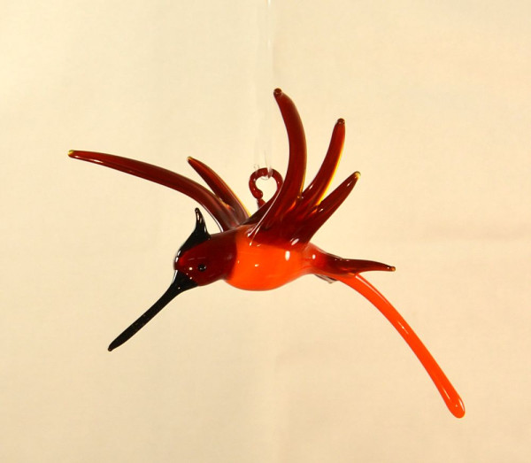 Kolibri hängend orange rot Länge ca. 12 cm  Breite ca. 9 cm