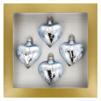 Herz 4cm 4fach Eis blau Sternentwist mundgeblasen handbemalt Herz 4cm 4fach Eis blau Sternentwist mundgeblasen handbemalt