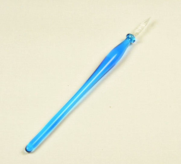 Glasfederhalter einfarbig blau Länge ca. 19 cm