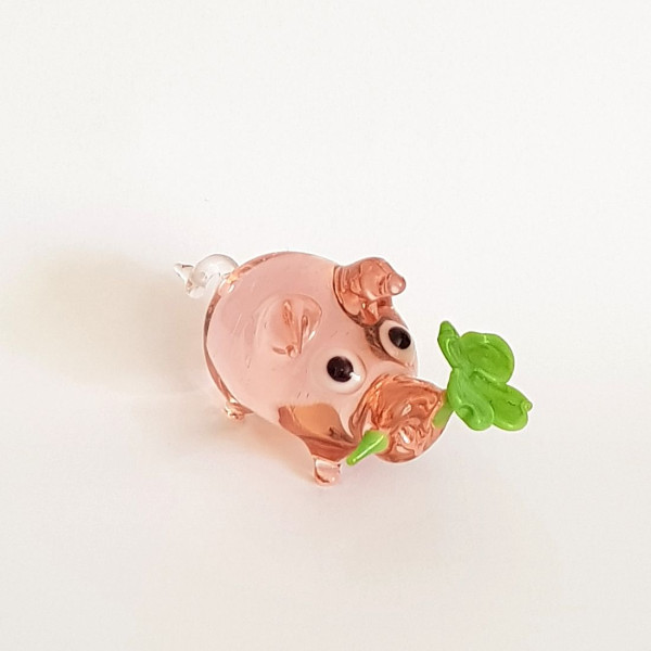 Glücksschwein dick mit Kleeblatt Länge ca. 6 cm