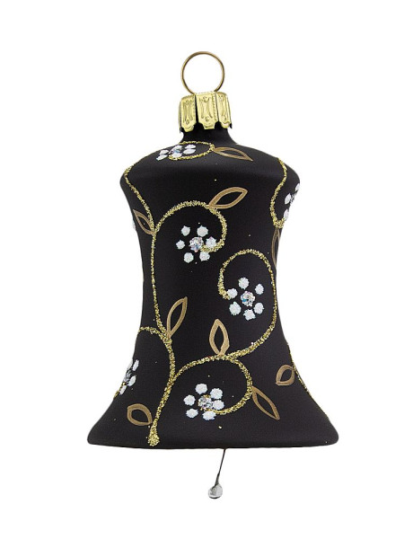 Glocke 6cm "Fashion" schwarz-matt mundgeblasen, handgemalt aus Lauscha