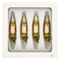 Kerze klein 4fach eischampagner Flamme Gold glz. mundgeblasen handgemalt Kerze klein 4fach eischampagner Flamme Gold glz. mundgeblasen handgemalt