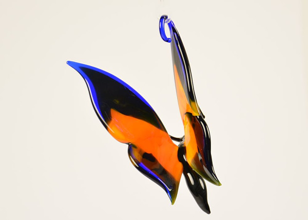 Schmetterling hängend orange  blau Länge ca. 8cm  Flügelspannweite ca. 5cm