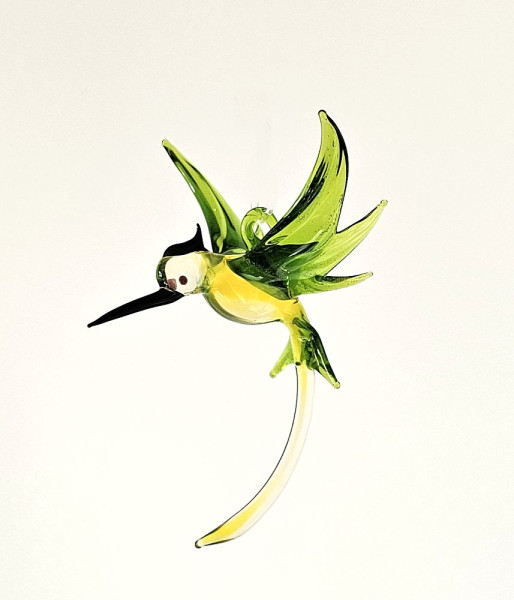 Kolibri hängend gelb/grün Länge 9cm Flügelspannweite 8cm