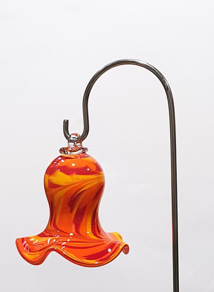 Miniglocke orange rot mit Stab Glocke Höhe 10cm Stab Länge 90cm