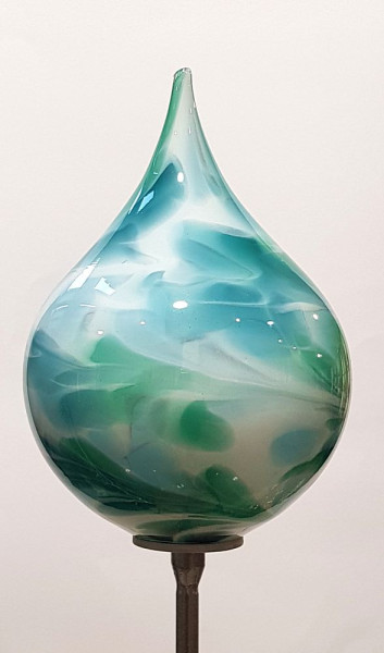 Glaszwiebel Durchmesser 15cm Höhe 18cm weiß mint Höhe inclusive Stab ca. 1,38 m