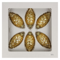 Tannenzapfen 5cm 6fach, gold topas,Goldglimmer mundgeblasen, handgemalt Tannenzapfen 5cm 6fach, gold topas,Goldglimmer mundgeblasen, handgemalt