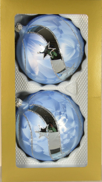 Kugel 10 cm, 2 fach Eis blau Sternentwist