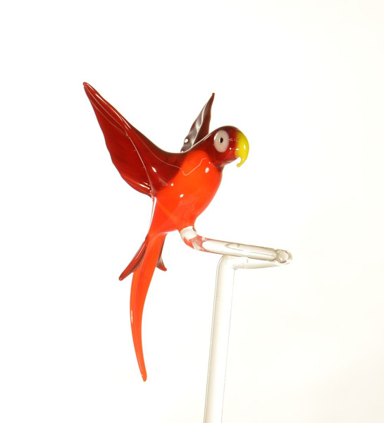 Blumenstab Papagei orange rot mit Flügeln Länge ca. 45 cm