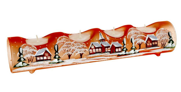Weihnachtswindlicht für 4Teelichter, orange Länge 30cm Durchmesser 6cm