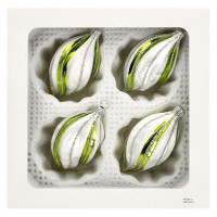 Eiform 8cm 4fach eisweiss grüne LS Silberglimmer Durchmesser 5cm mundgeblasen handbemalt Eiform 8cm 4fach eisweiss grüne LS Silberglimmer Durchmesser 5cm mundgeblasen handbemalt