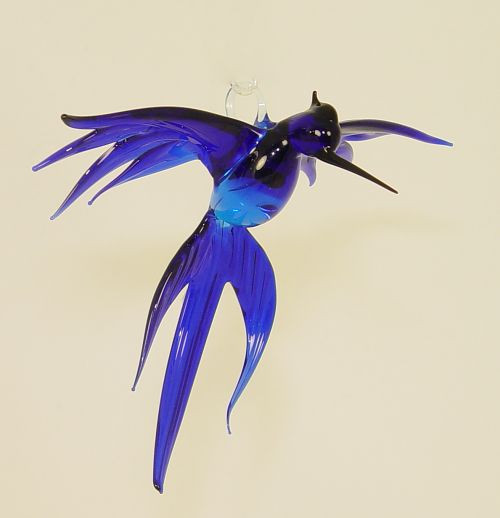 Schleierschwanz-Paradiesvogel hängend türkis blau Länge ca. 12 cm  Breite ca. 13 cm
