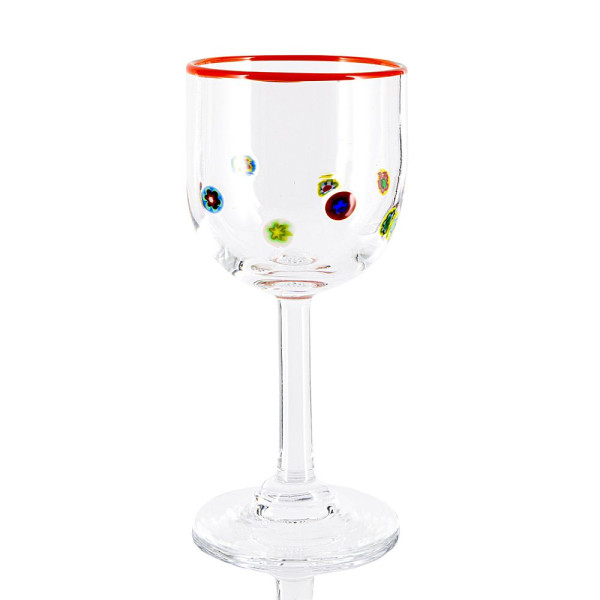Millefiori Weinglas mit Rand orange Höhe ca. 17 cm Inhalt ca. 0,3 l