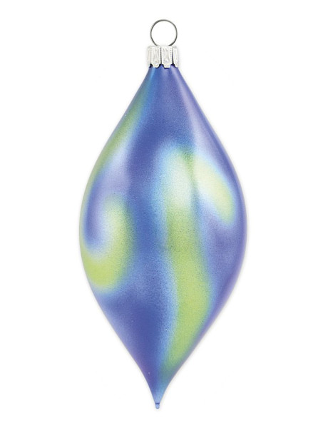Olive 12 cm Polarlicht multicolor mundgeblasen, handgemalt aus Lauscha