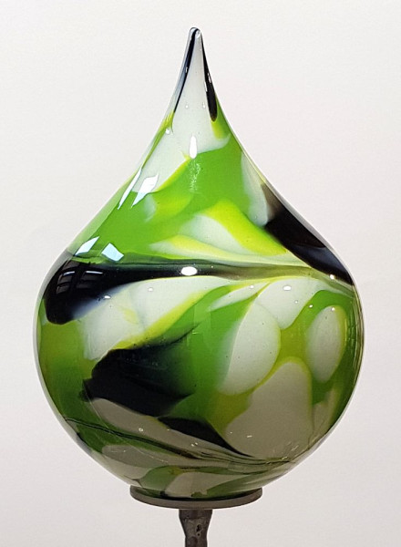 Glaszwiebel Durchmesser 15cm Höhe 18cm weiß grün schwarz Höhe inclusive Stab ca. 1,38 m