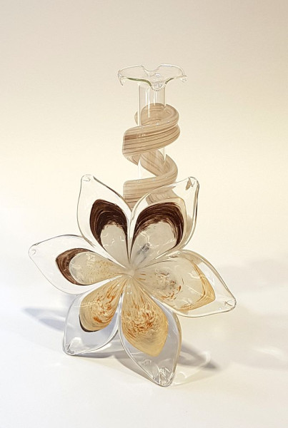 Blume mit Spirale und Vase weiß-braun-orange Höhe 21cm Breite 15cm ohne Blumendekoration