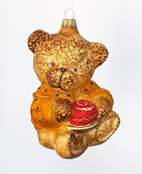 Teddy mit Torte Höhe 10 cm Breite 7 cm