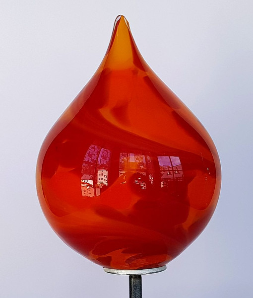 Glaszwiebel Durchmesser 15 cm Höhe 18 cm orange rot Höhe inclusive Stab ca. 1,38 m