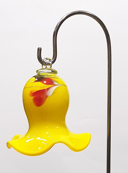 Miniglocke gelb bunt mit Stab Glocke Höhe 10cm Stab Länge 90cm