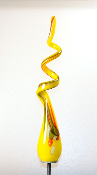 Gartenobjekt Spirale 40 cm gelb bunt inkl. Eisenstab, Gesamthöhe ca. 1,60 m