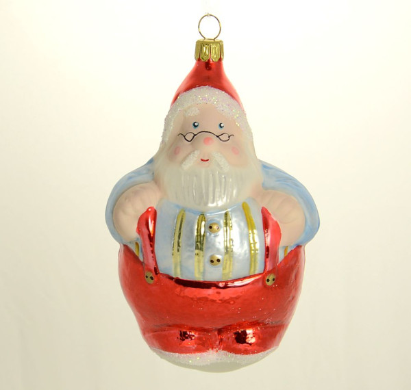 Dicker Weihnachtsmann mit Hose und Brille Höhe 13 cm  Breite 9 cm