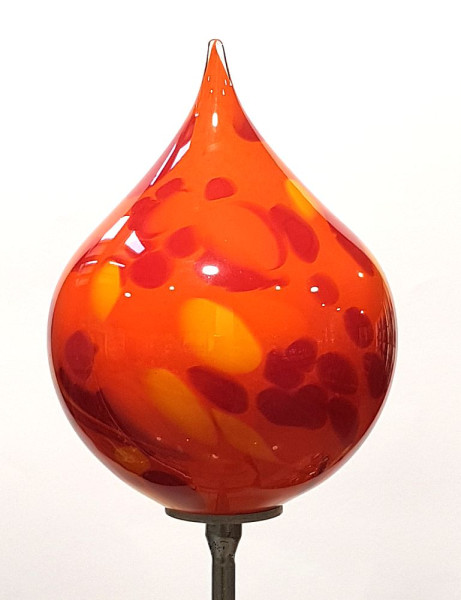 Glaszwiebel Durchmesser 15 cm Höhe 18 cm orange rot Höhe inclusive Stab ca. 1,38 m