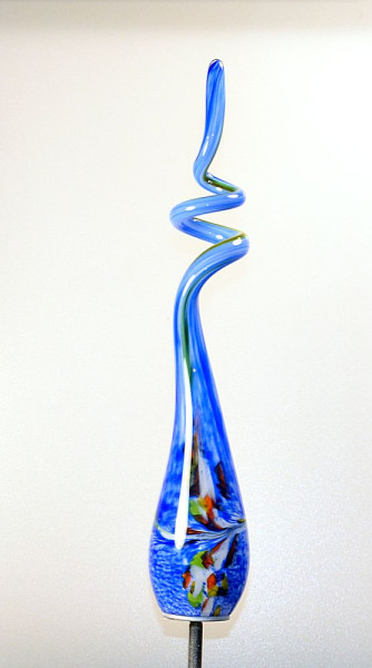 Gartenobjekt Spirale 40 cm blau bunt inkl. Eisenstab, Gesamthöhe ca. 1,60 m
