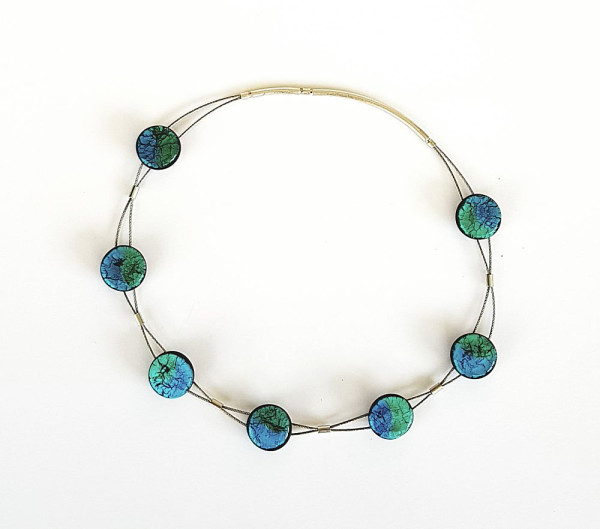 Sinus Kette 7-teilig aqua- türkis Midnight Kette 925 Silber Länge 35 cm