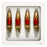 Kerze klein 8cm 4-fach matt rot Flamme Bronze mundgeblasen handbemalt Kerze klein 8cm 4-fach matt rot Flamme Bronze mundgeblasen handbemalt