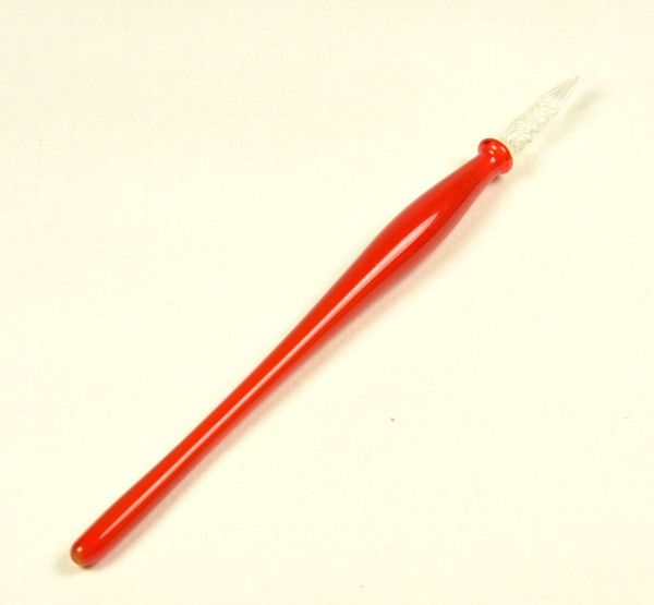 Glasfederhalter einfarbig rot Länge ca. 19 cm