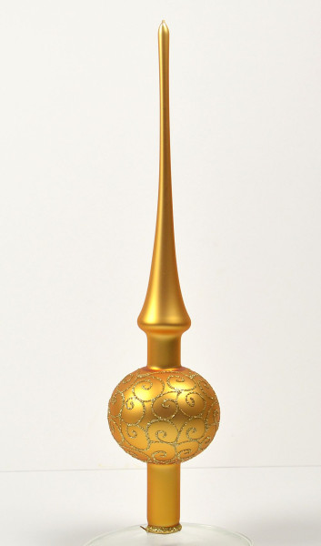 Baumspitze 7 cm echtgold matt, Schneckendekor fein LAUSCHAER CHRISTBAUMSCHMUCK handgemalt,mundgeblasen