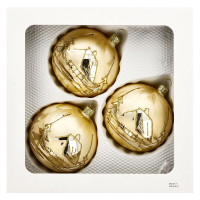 Kugel 8cm 3fach Landschaft eischampagner Goldglimmer mundgeblasen handgemalt Kugel 8cm 3fach Landschaft eischampagner Goldglimmer mundgeblasen handgemalt