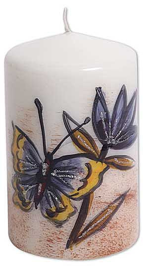 Kerzenzylinder"Schmetterling mit Blume" 6,5 x 11cm
