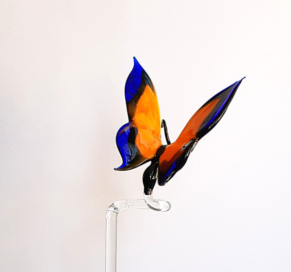 Blumenstab Schmetterling orange/ blau Gesamtlänge mit Stab: etwa 45 cm
