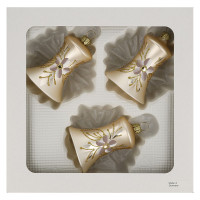 Glocke 5cm,3fach, matt champagner, Blüte braunschatt. Glocke 5cm,3fach, matt champagner, Blüte braunschatt.