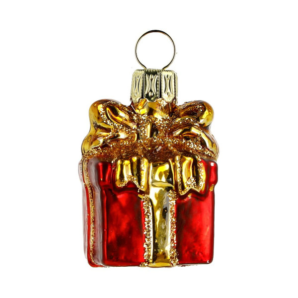 Mini Geschenk rot mit goldener Schleife Höhe 3cm Breite 2cm